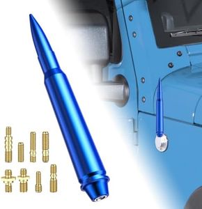 KOLEMO 5.7" Antenna Blue Bullet, for 2006-2010 Hummer H3/2009-2017 Dodge Ram Truck 1500/1989-2017 Harley Davidson Heavy Gauge Billet Aluminum,AM/FM Signal Reception,Short Replacement Antenna