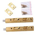 Door Flush Bolt - 6 Inch Concealed Security Door Lock for French Doors, Composite Doors, Wood Doors, Double Doors, Dummy Doors, 304 Stainless Steel 2 Pcs