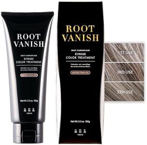 KIWABI Root Vanish Color Treatment in Light Brown Instantly Camouflages Gray Roots and Hair with Natural Anti-Aging Botanicals (150g, Paraben Free, Gray)