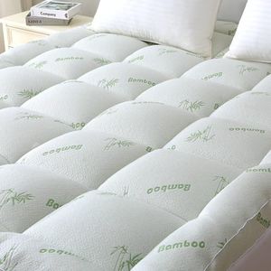 Bamboo Mattress Topper Queen Size, Cooling Extra Thick Breathable Mattress pad with 8-21”Deep Pocket, Soft Quilted Fitted Mattress Cover with Down Alternative Fill,60 x 80 Inch