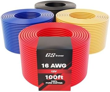 GS Power 100% Copper 16 AWG (American Wire Gauge) Automotive Primary Wire 4 Roll Color Combo (100 Feet Roll, 400 FT Total) for Low Voltage Car Audio Video Stereo Trailer Harness Wiring