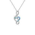 WINNICACA Music Note Blue Opal Necklace Sterling Silver Pendant Music Symbol Jewellery for Women Mom Gifts