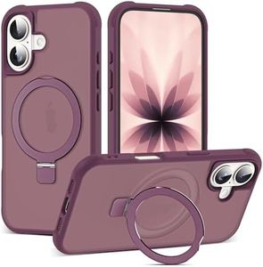 SKYLMW Compatible with iPhone 17 Case with Invisible Magnetic O-Ring Stand Military-Grade Translucent Phone Case for iPhone 17 6.3" [Compatible with Mag-Safe][Great Grip Feeling], Wine Red