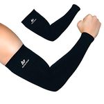 AetherGear Arm Sleeve (2 pack) - Compression Cover Arm Sleeves Men and Women for Sports, Outdoors, UV Protection (Black)