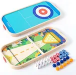 Miosea 3-in-1 Table Game Curling, Slingshot Ball, and Bowling Game - Portable Family Game, Suitable for Children 3+ Years Old, Christmas