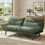 Marsail 74.8" Futon Sofa Bed, Corduroy Convertible Futon Couch with Adjustable Backrest & Armrests, Small Sleeper Sofa Loveseat for Small Apartments, Study Room, Office, Green