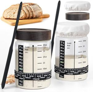 77L 35OZ Sourdough Starter Jars (Pack of Two)- Eve Best Sourdough Home Bread Baking Making Accessories Supplies Starter Kit Jar Tools - Jars For Sourdough - Sour Dough Starter Kit Tools
