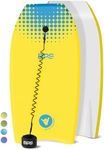 BPS 'Shaka' Lightweight Body Board - EPS Core Bodyboard with Wrist Leash for Beach Pool Surfing Kids Teens Adults (Yellow Blue, 37 Inch)