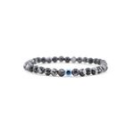 Men Link Bracelet Natural Stretch Preppy Beaded Bracelet pack Unisex ID Classic Beaded Bracelets kit with charms adjustable for Women Men Evil Eye Chain Bracelet for guy gifts (A13 Snowflake Obsidian)