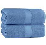 COTTON CRAFT Hotel Spa Luxury Bath Sheet - 2 Pack Oversized Extra Large 40 x 80 Towels - Heavyweight 700 GSM Pure 2 Ply Ringspun Cotton - Soft Absorbent Everyday Use Easy Care Bath Towel Set - Blue