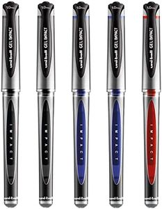 uni-ball Gel Impact Rollerball Pen Ball Point Pens - Broad Tip, 1mm Nib Black, Blue and Red Pack of 5