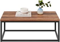 Best Choice Products 44in Modern Industrial Style Rectangular Wood Grain Top Coffee Table, Rustic Accent Furniture for Living Room w/Metal Frame, 1.25in Thick Butcher Block Tabletop - Brown