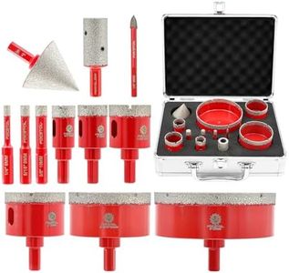 Diamond Core Drill Bit Set - FOCSTOL 12pcs (6/8/10/20/25/35/50/68/100mm+20mm Finger Milling Bit+50mm Beveling Chamfer Bit+6mm Carbide Drill) Hole Saw Kit for Porcelain Ceramic Tile Marble Granite