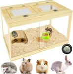 24" Hamster Cage Wooden, Large Hamster Cage with Openable Mesh Top,Temperature Hygrometer, Solid Built with Lock