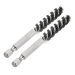 PATIKIL Golf Clubs Head Hosel Brush 0.35 Inch, 2 Pack Golf Shaft Ferrules Cleaning Tool Hex Shank Handle Electric Drill Wire Brush for Wood and Iron, Silver