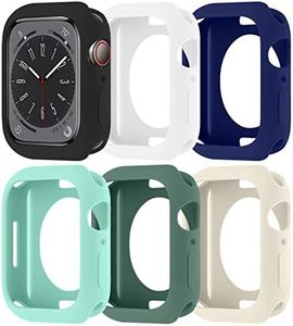 6 Pack Case for Apple Watch 40mm, Silicone Frame Hollowed Cover for iWatch Series SE/6/5/4 Accessories (NO Screen Protector), Black/White/Sapphire Blue/Light Blue/Official Green/light White