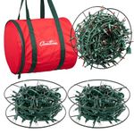 Christmas Light Storage Reels with Bag - 3 Pack Metal Wheels with X-mas Carrying Case