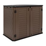 Horti Cubic Horizontal Storage Shed Weather Resistance, Multi-Purpose Outdoor Storage Box for Backyards and Patios, 34 Cu Ft Capacity for Bike, Lawnmower, Trash Cans, Patio Accessories (Grizzly Brown)