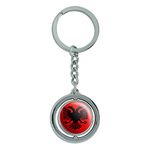 GRAPHICS & MORE Albanian National Country Flag Spinning Round Metal Key Chain Keychain Ring