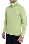 TCA Men's Warm Up Long Sleeve Training Workout Funnel Neck Thermal Running Top with Thumbholes - Lime Punch, XXL