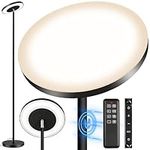 OUTON LED Floor Lamp with Reading Lamp, 34W/3000LM Bright Dimmable Uplighter Tall Standing Lamp with Remote & Touch Control, 3000K-6500K Adjustable Color Temperatures, for Living Room, Bedroom, Office