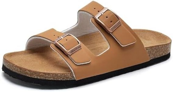 Torotto Kids Sandals Boys Girls Slide Summer Non-slip Cork Glitter Toddler Slippers with Adjustable Straps for Indoor & Outdoor(Khaki-25)