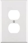 Leviton PJ8-WM 1-Gang Duplex Device Receptacle Wallplate, Midway Size, Thermoplastic Nylon, Device Mount, 10 Pack, White