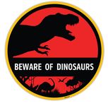 Venicor Beware of Dinosaur Sign - 12 x 12 Inches - Aluminum - Dinosaur Room Decor for Boys - T Rex Bedroom Keep Out Warning Metal Tin Bedroom Wall Decal Pictures Art Stuff Poster Door Decoration