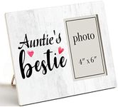 Zauly Auntie Aunt Gift Wooden Picture Frame, Auntie's Bestie Wood Photo Frame Gifts Idea for Birthday Mothers Day Christmas, Tabletop & Wall Mounting, 4x6 Photo