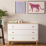 Austin 3-Drawer Dresser – Modern Dresser for Nursery, Bedroom – Kids Dresser White with Deep Storage Drawers, Anti-Tip Safety – Solid Wood Feet, Baby Safe Melamine Finish