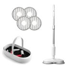 X-XONIER Smart Spin Electric Mop with Bucket & Dual Pad, Power Cleaning, Self Wash and Dry, Remote Operation, 360 Cleaning, Rechargeable & Replaceable Battery, Extra Pads Expendable Handle White