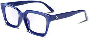 FEISEDY Retro Square Blue Light Blocking Reading Glasses Anti Glare Digital Eyestrain Reader B2479 Blue 2.50x