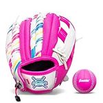 Franklin Sports Air Tech Baseball Glove with Ball - Tee Ball - Soft Air Tech Foam - White/Pink