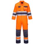 Portwest TX55 Men's Nantes Hi Vis Reflective Boiler Suit Overalls Coverall Safety Class 3 Orange/Navy, XXL