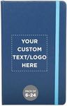 DISCOUNT PROMOS Custom Hardcover Notebook Journals with Elastic Colored Band Set of 6/12/24, Personalized Bulk Pack - Perfect for Office, Home - Blue