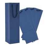 15pcs Navy Blue Wine Bags for Wine Bottles Gifts, Dasofine Kraft Paper Wine Gift Bag, 3.7"x3.5"x13.8" Wine Tote Bag with Handles, Wine Bottle Gift Bags for Party, Wedding