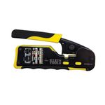 Klein Tools Pass-Thru Modular Wire Crimper, All-in-One Tool Cuts, Strips, Crimps, Fast and Reliable VDV226-110, Yellow/Black, Pack of 1