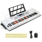 Hricane Keyboard Piano Lighted Keys for Beginner Adults Teens Kids, 61 Key Electronic Music Keyboard with Teaching Modes Powered by USB or Battery with LCD Display Microphone Headphone Jack