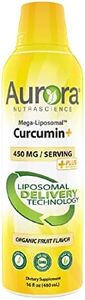 Aurora Nutrascience Mega-Liposomal Curcumin+ Vitamin C with CurcuVail, Supports Healthy Joints, Muscles, GI Tract, and Brain Function, Organic, Non-GMO, 32 Servings, 16 fl oz