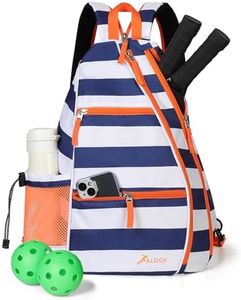 ALOOF Pickleball Bag for Women, Adjustable Tennis, Racketball Sling Bag, Pickleball Backpack With Water Bottle Holder for Women, Blue & White