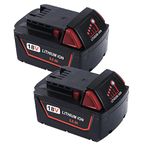 2 Packs 5.0Ah Battery Replacement for Milwaukee 18V Battery, Compatible with Milwaukee 18V Battery 48-11-1820 48-11-1812 48-11-1850 48-11-1828 48-11-1828 48-11-1815 Cordless Power Tools