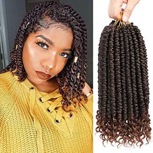 Xuyasu Spring Senegalese Twist Crochet Braids Curly End Havana Mambo Crochet Hair Extension 12 Inch 6 Pieces T30