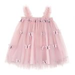 Miipat Baby Girls Tulle Dress Sleeveless Floral Butterfly Tutu Dress Toddler Girls Birthday Party Princess Dresses(KoreanPink,3-4T)