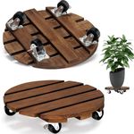 BURNTOP 2 Pack Plant Caddy wooden plant stands outdoor with wheels Brake garden pot stands home indoor and outdoor plant decoration brackets heavy duty rolling plant movers bracket plant dolly