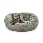 Silentnight Donut Calming Dog Bed - Calming Dog Cat Pet Bed Anxiety Relief Soft Fluffy Doughnut Pillow - Easy Clean Machine Washable Luxury Plush Dog Pillow Basket - 85 cm - Sage Green