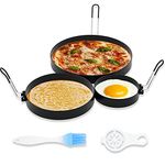 8 Inch Omelet Ring, 6 Inch Pancake Ring, 3.5 Inch Egg Ring for Griddle Frying Eggs (3 Pack Stainless Steel Non Stick Round Cooking Rings Molds with Oil Brush and Egg Separator)