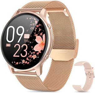 Smart Watches for Women, 2022 ALL-NEW SmartWatch for Android Phones and iPhone with Stainless Steel Band, 3ATM Waterproof Fitness Tracker with Sleep, Heart Rate, Blood Oxygen Monitor, Rose Gold