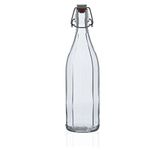 Bormioli Rocco Oxford Table Water Bottle 1 Litre - Set of 6 - Clip Top Glass Bottle, Ideal for Homemade Cordials