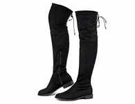 Greatonu Women's Over Knee High Boots Warm Winter Long Boot with Side Zipper Back Lace Fashion Thigh High Boots Black-0.98 UK 8