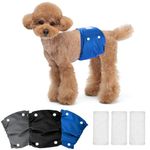 SlowTon Washable Dog Diapers Male - with Removable Pads - 3 Pack Reusable Dog Belly Bands Male Dog Belly Wrap(Black+Blue+Grey,XS)